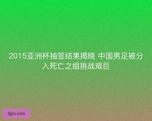 2015亚洲杯抽签结果揭晓 中国男足被分入死亡之组挑战艰巨
